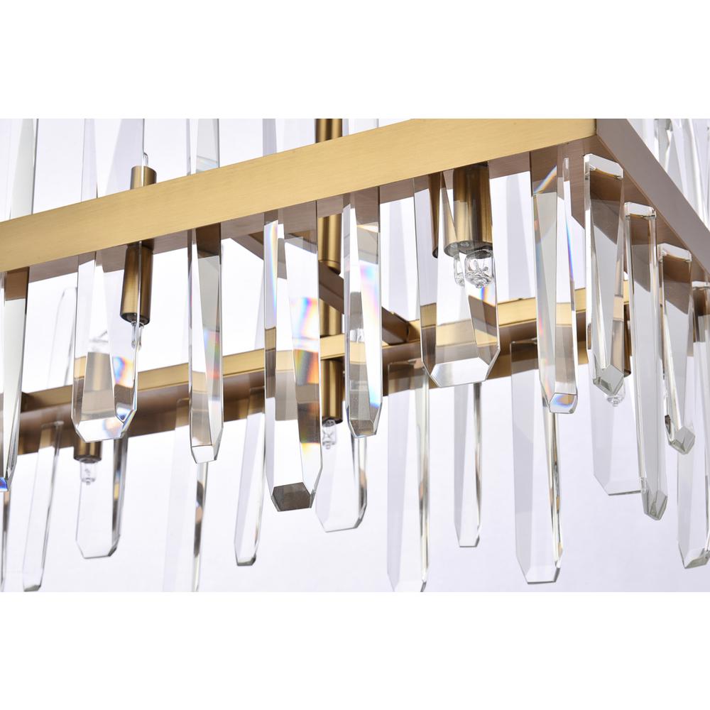 Serena 30 inch crystal rectangle chandelier in satin gold. Picture 3