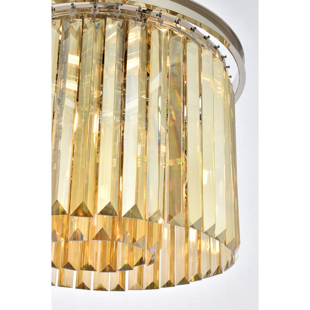 Sydney 6 light polished nickel Pendant Golden Teak (Smoky) Royal Cut Crystal. Picture 5