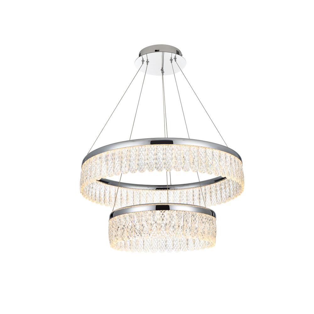 Rune 24 inch Adjustable LED chandelier in Chrome. Picture 1
