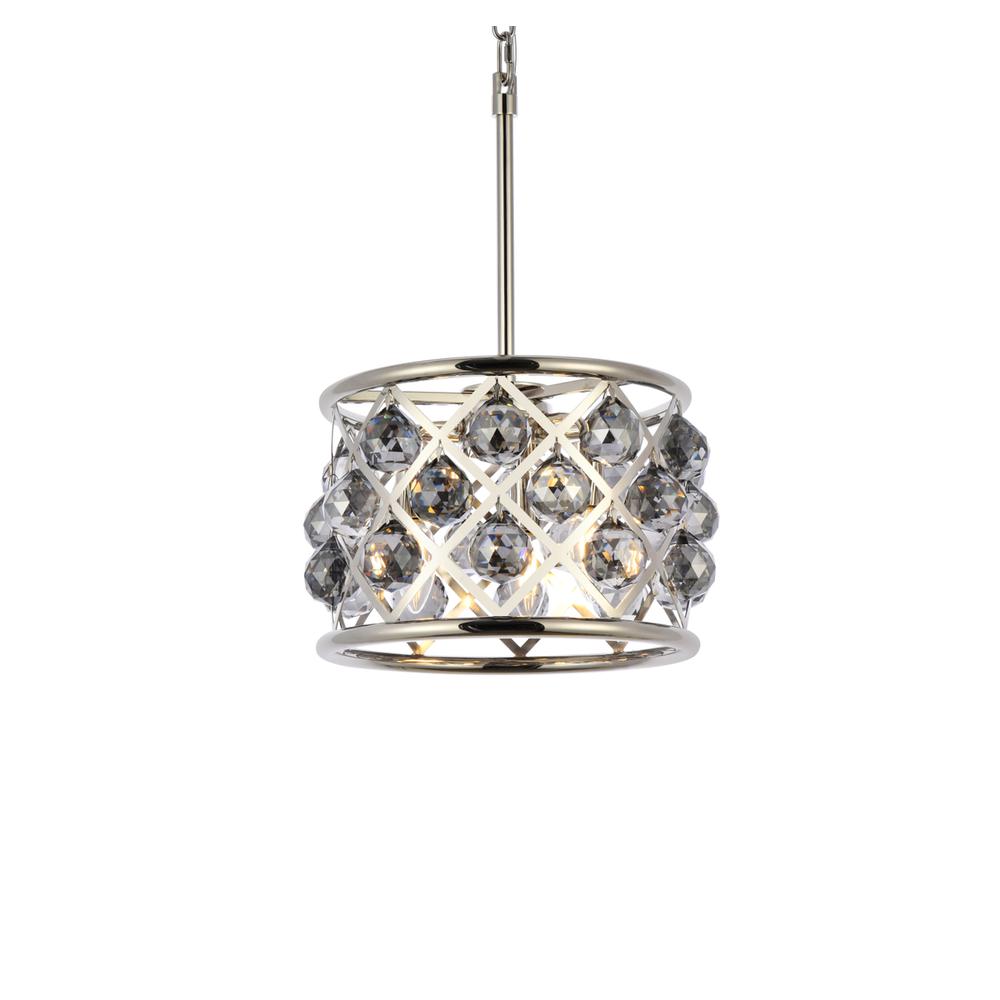 Madison 3 light polished Nickel Pendant Silver Shade (Grey) Royal Cut Crystal. Picture 2