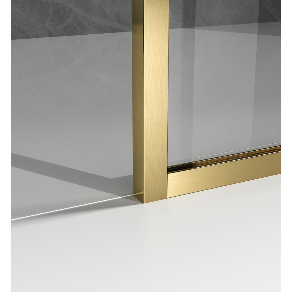 Fixed framed shower door 35 x 76 Brushed Gold. Picture 6