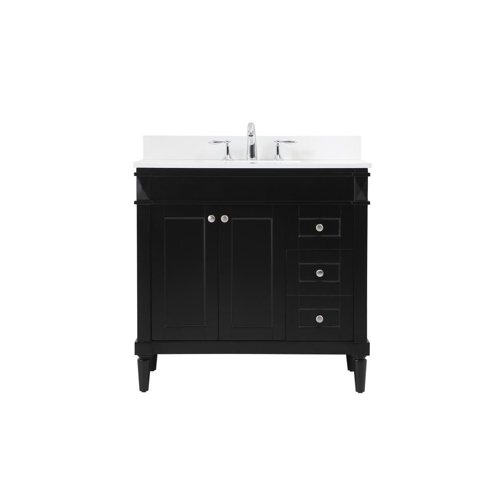 36 inch Single bathroom vanity in black with backsplash. Picture 1