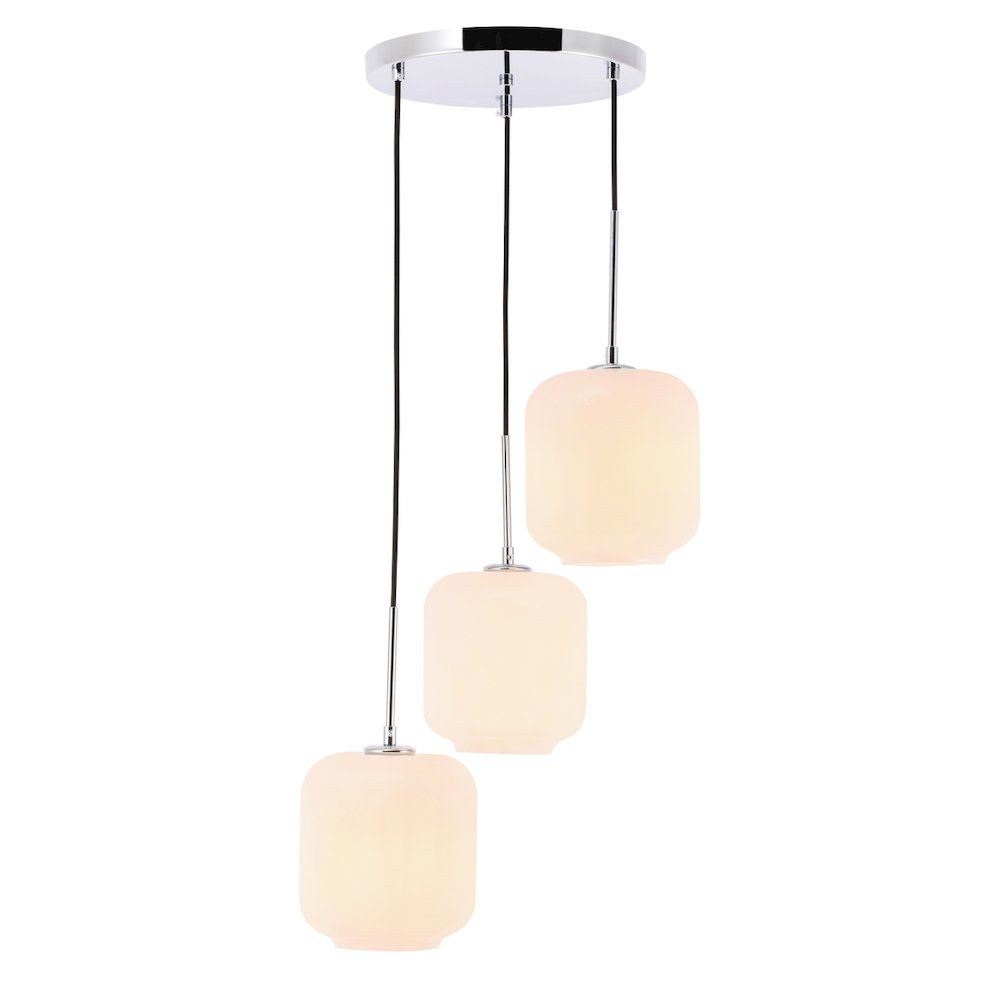 Collier 3 Light Chrome And Frosted White Glass Pendant. Picture 8