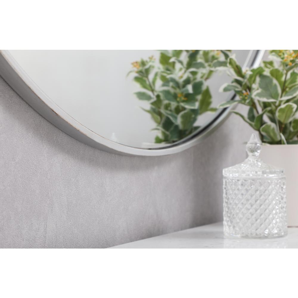 Metal frame round mirror with decorative hook 39 inch in silver. Picture 4