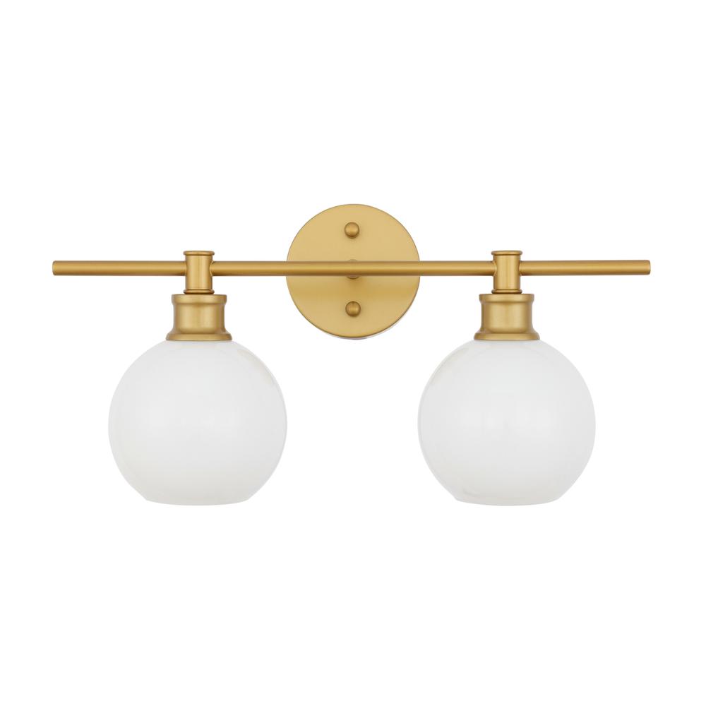 Collier 2 light Brass and Frosted white glass Wall sconce. Picture 10