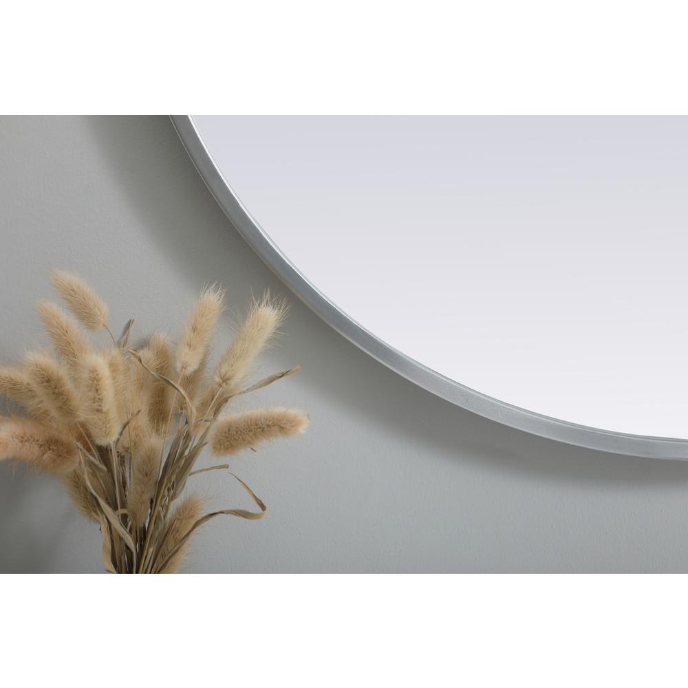 Metal Frame Oval Mirror 24x30 Inch in Silver. Picture 5
