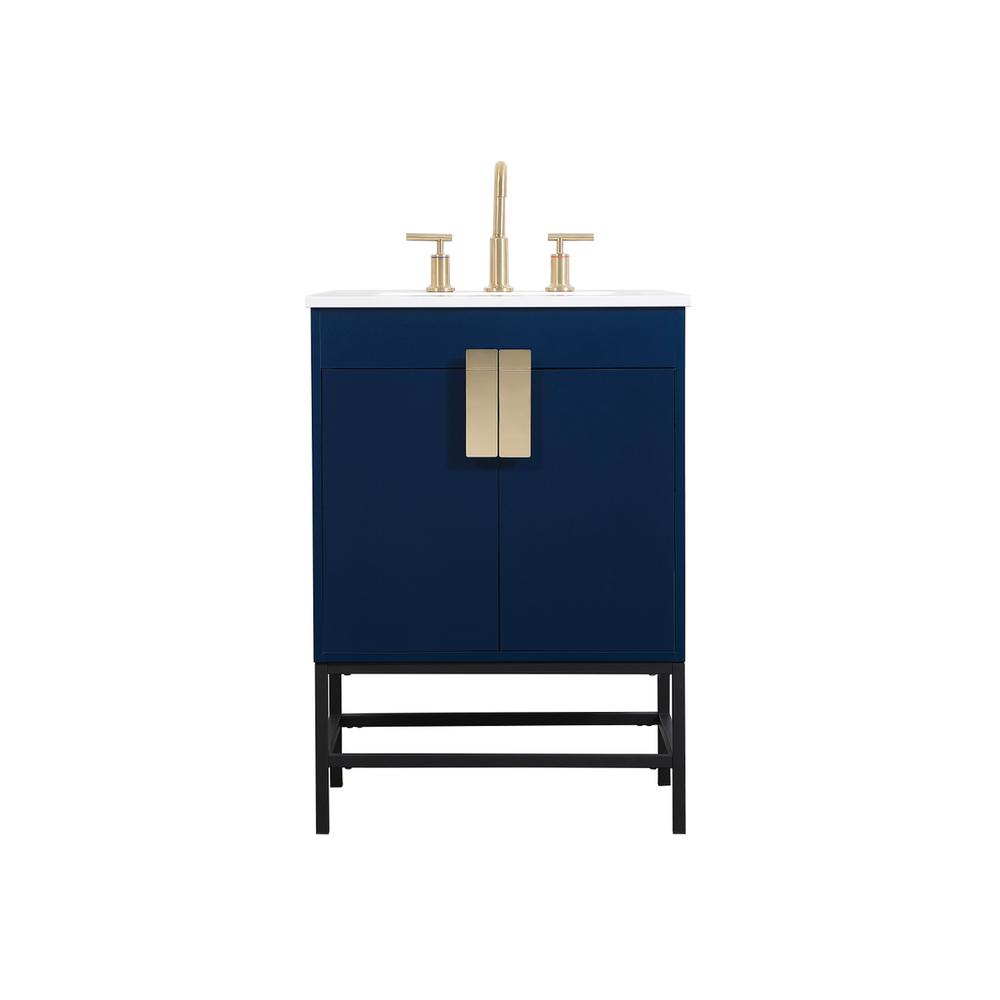 24 inch Single bathroom vanity in blue. Picture 1