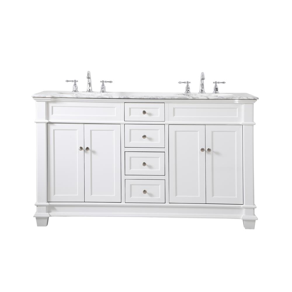 60 inch Double Bathroom Vanity set in White. Picture 1