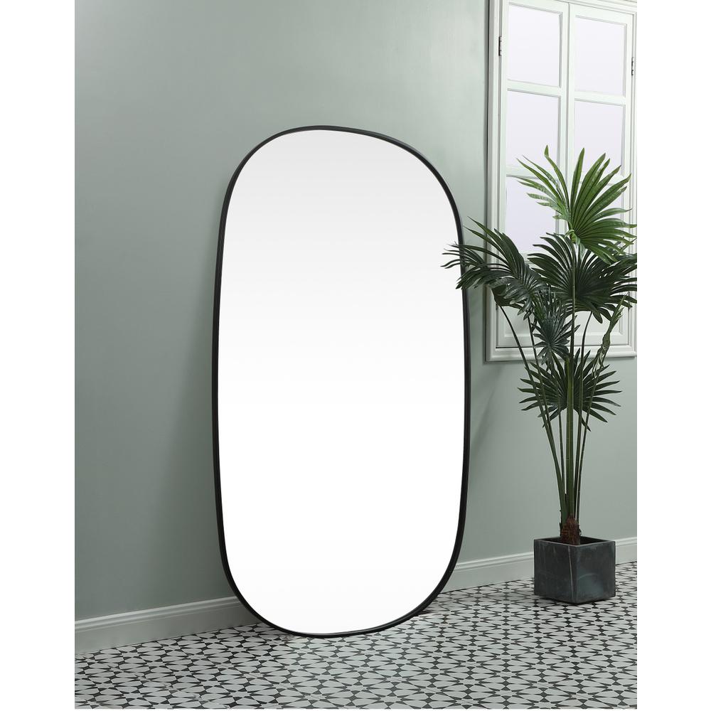 Metal Frame Oval Mirror 36x60 Inch in Black. Picture 4