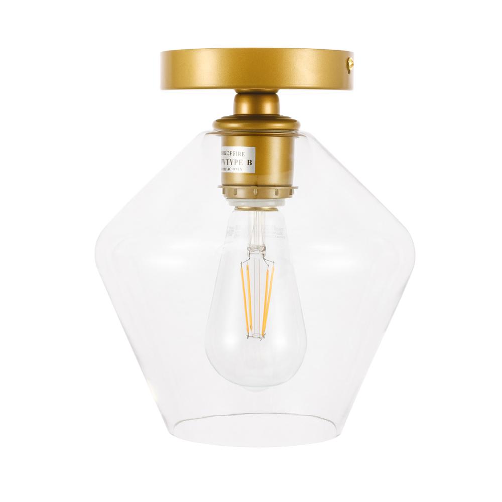 Gene 1 light Brass and Clear glass Flush mount. Picture 4