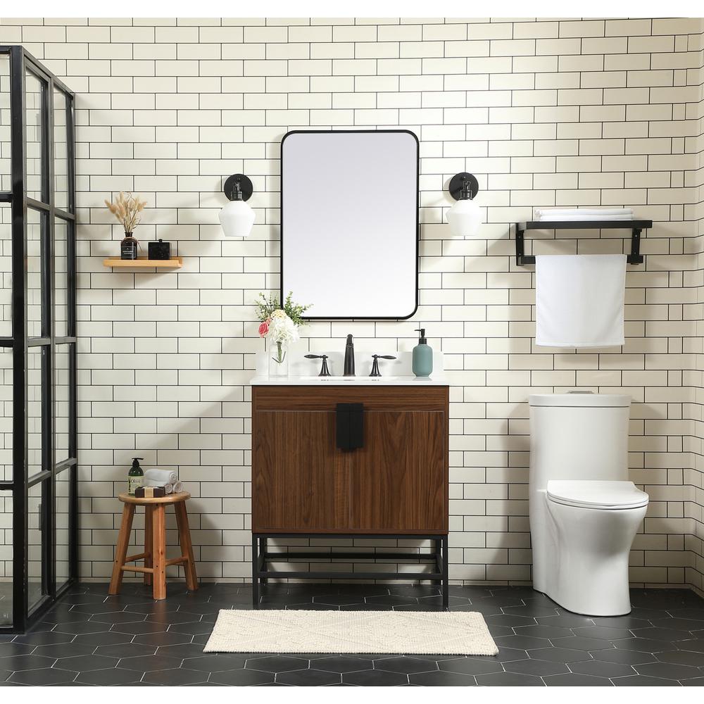 30 inch Single bathroom vanity in walnut with backsplash. Picture 4