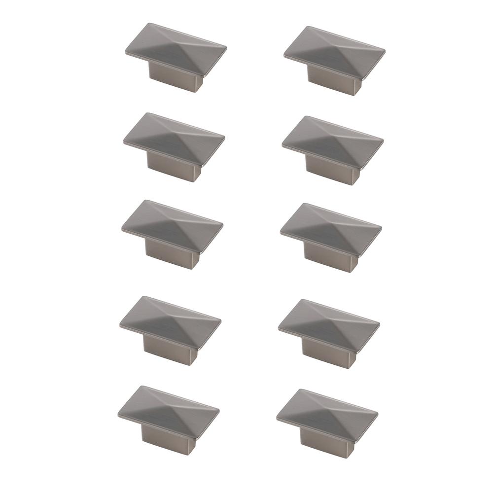 Perry 2" Brushed Nickel Rectangle Knob Multipack (Set of 10). Picture 1