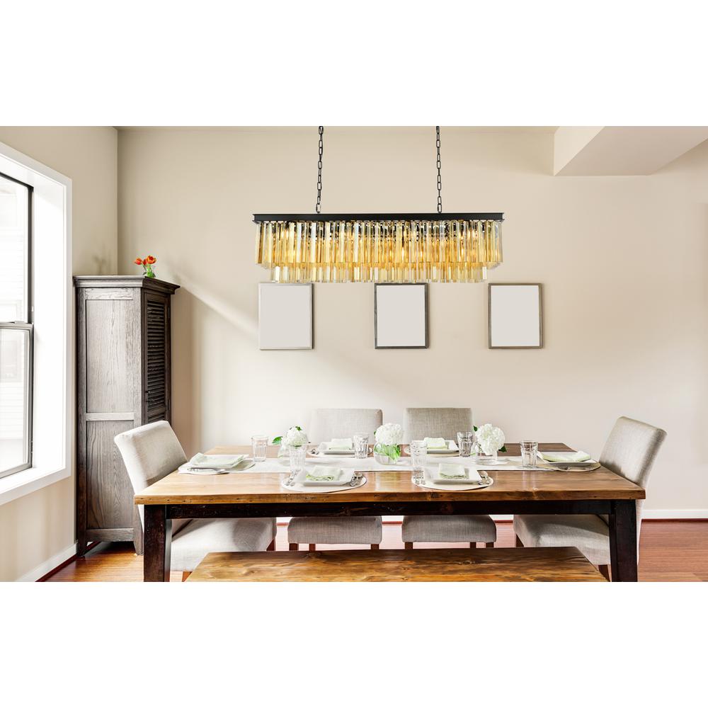 Sydney 12 light Matte Black Chandelier Golden Teak (Smoky) Royal Cut Crystal. Picture 7