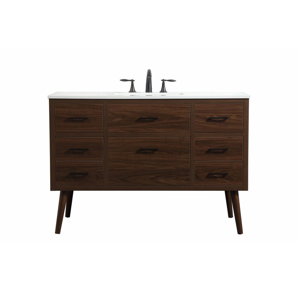 48 inch Single bathroom vanity in walnut. Picture 1