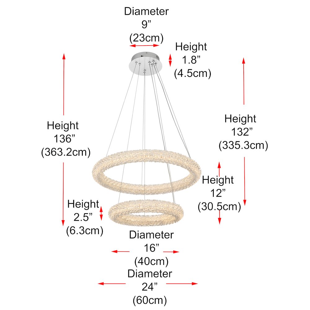 Bowen 24 inch Adjustable LED Chandelier in Chrome. Picture 11