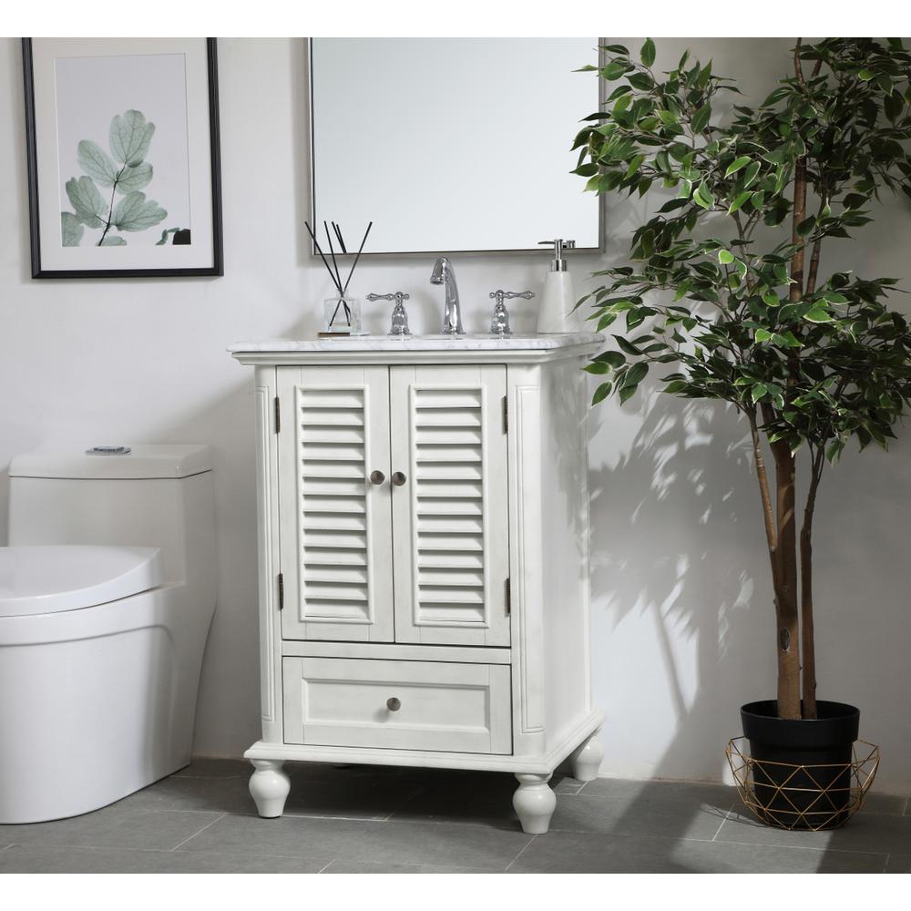 24 inch Single Bathroom Vanity in Antique White. Picture 2