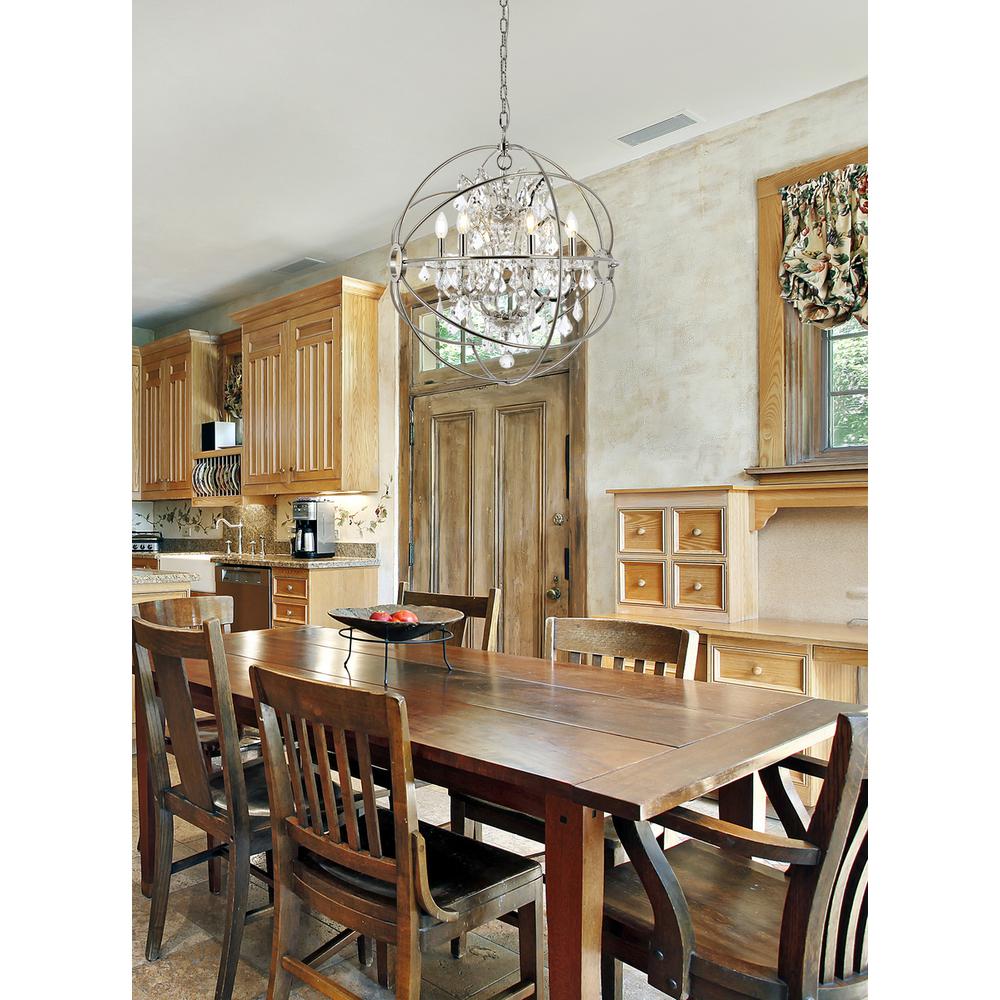 Geneva 6 light polished nickel Chandelier Clear Royal Cut crystal. Picture 8