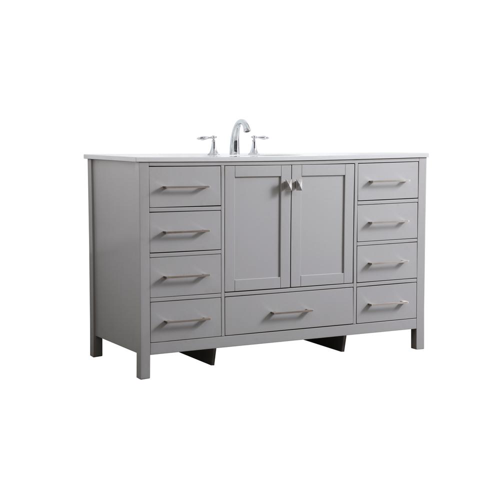 54 Inch SIngle Bathroom Vanity In Grey. Picture 7