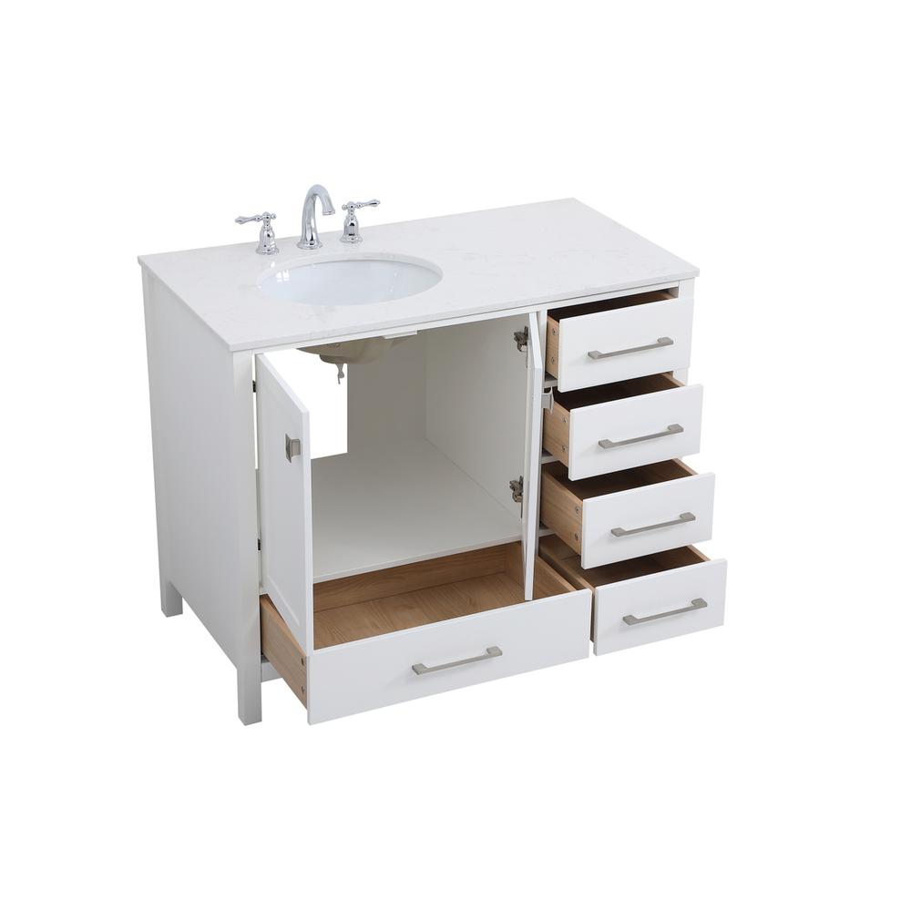 42 inch Single Bathroom Vanity in White. Picture 8