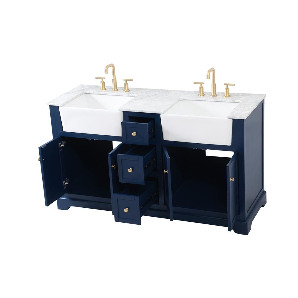 60 inch double bathroom vanity in blue. Picture 9