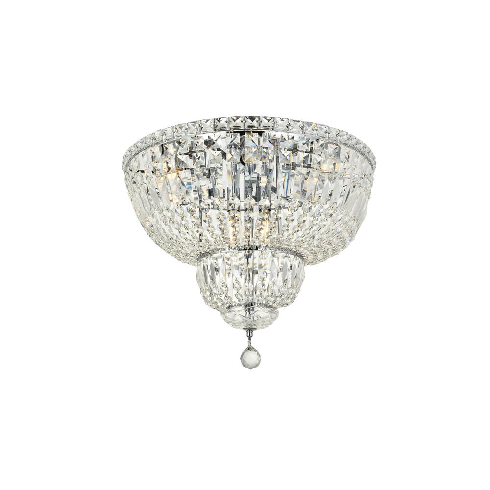 Tranquil 10 light Chrome Flush Mount Clear Royal Cut Crystal. Picture 1