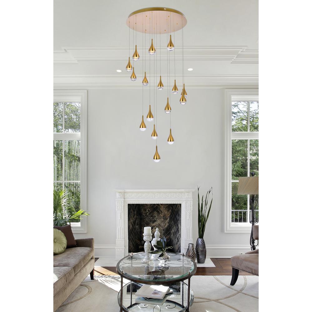 Amherst 36 inch LED chandelier in satin gold. Picture 8