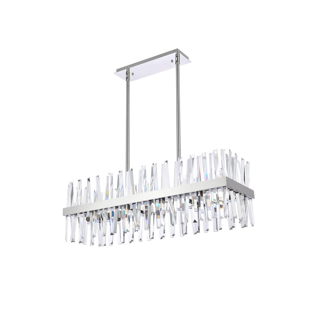 Serephina 36 inch crystal rectangle chandelier light in chrome. Picture 6