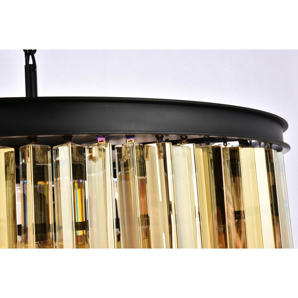 Sydney 8 light Matte Black Chandelier Golden Teak (Smoky) Royal Cut Crystal. Picture 4