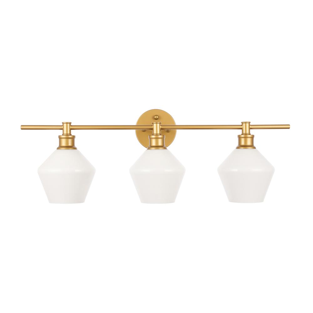 Gene 3 light Brass and Frosted white glass Wall sconce. Picture 10