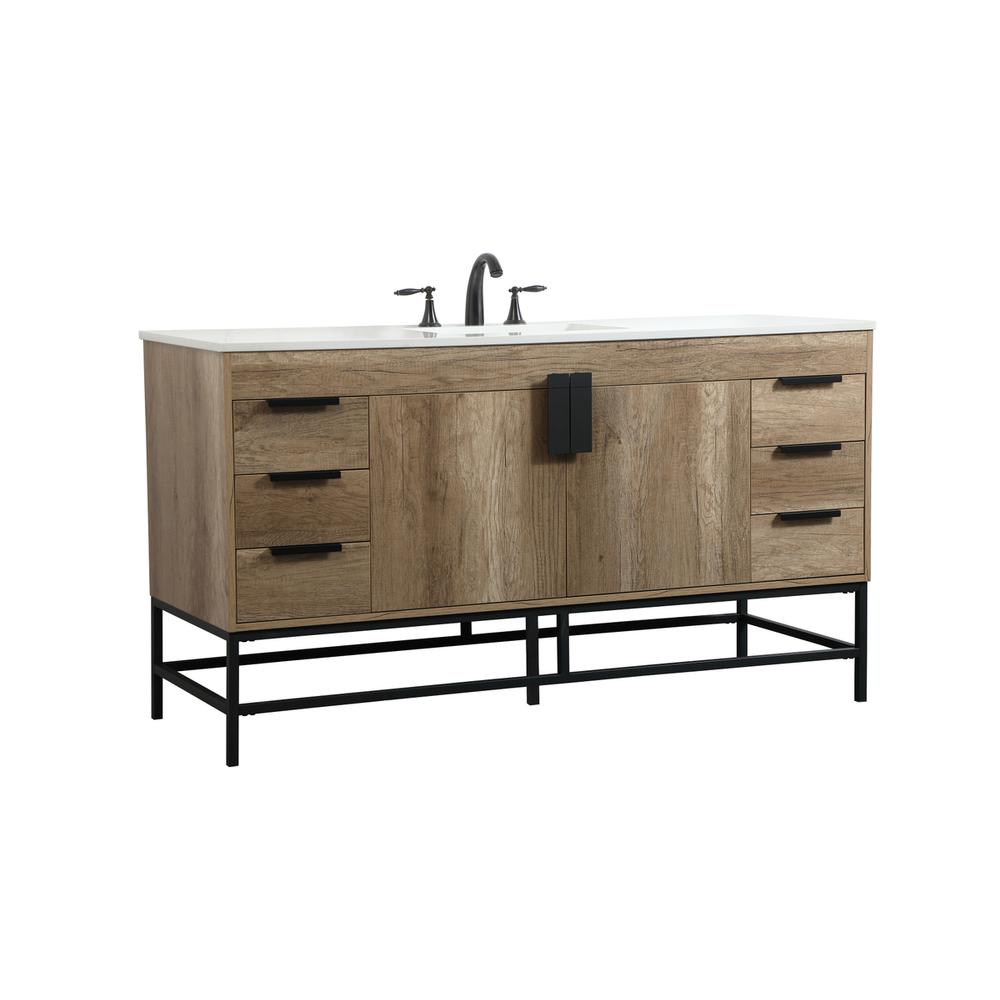 60 inch Single bathroom vanity in natural oak. Picture 7