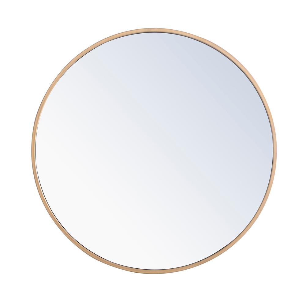 Metal frame Round Mirror 24 inch Brass finish. Picture 1