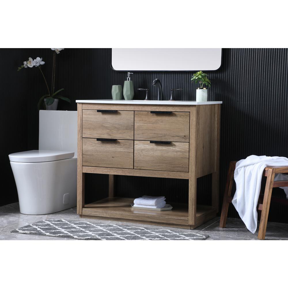 36 Inch SIngle Bathroom Vanity In Natural Oak. Picture 2