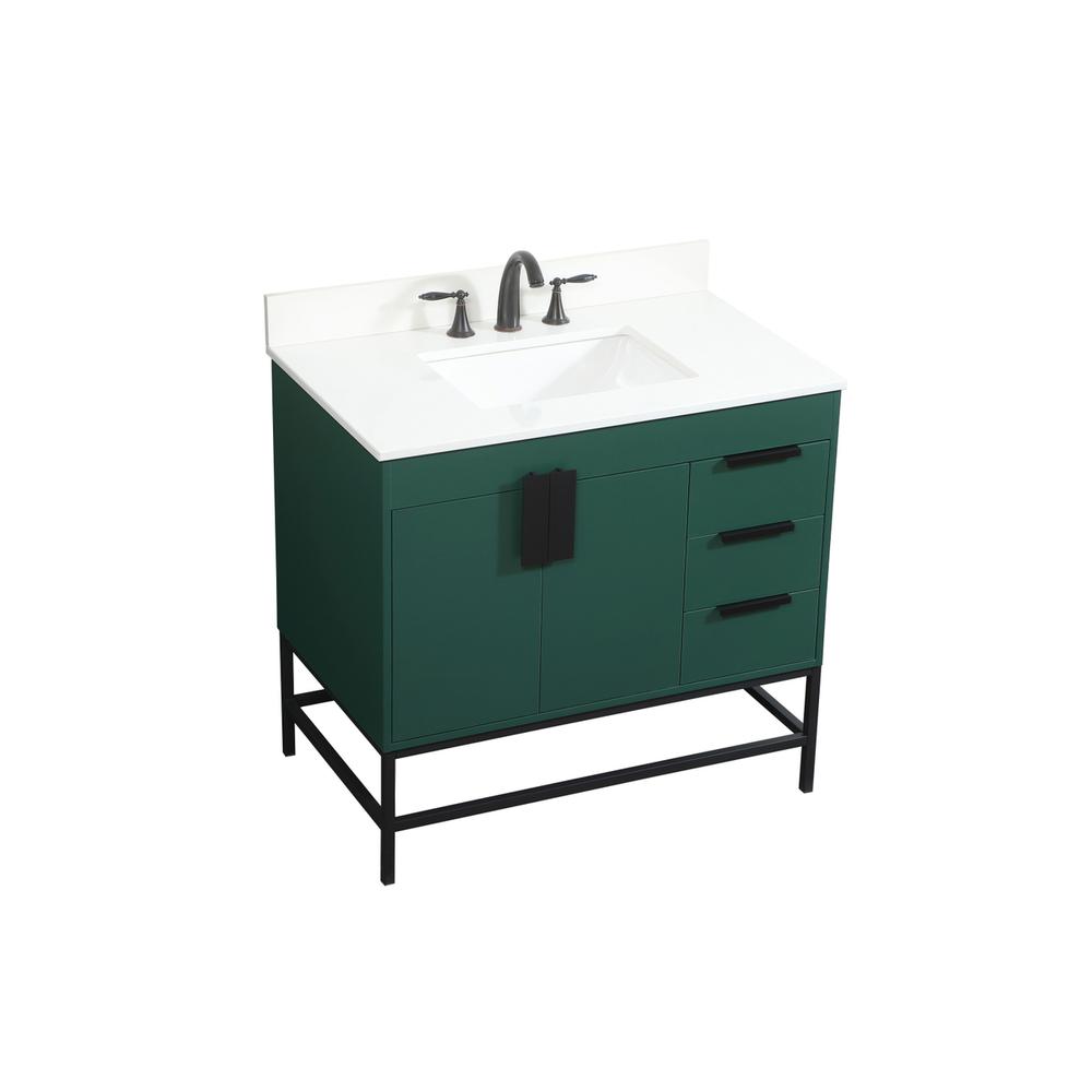 36 inch Single bathroom vanity in green with backsplash. Picture 8