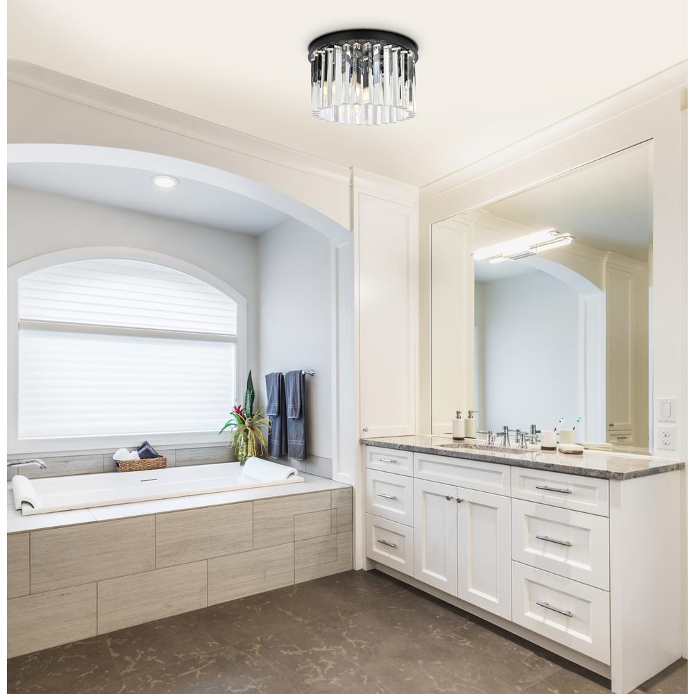 Sydney 3 light Matte Black Flush Mount Clear Royal Cut Crystal. Picture 7