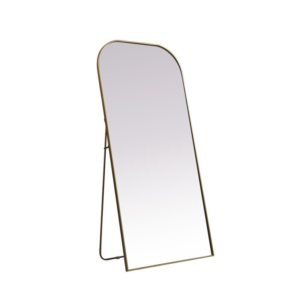 Metal Frame Arch Full Length Mirror 35x72 Inch in Brass. Picture 6