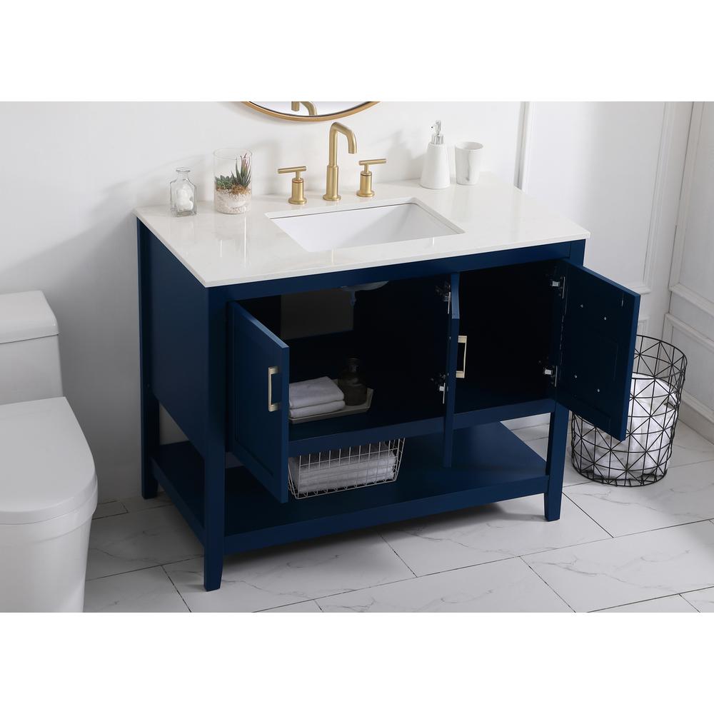 42 inch Single Bathroom Vanity in Blue. Picture 3