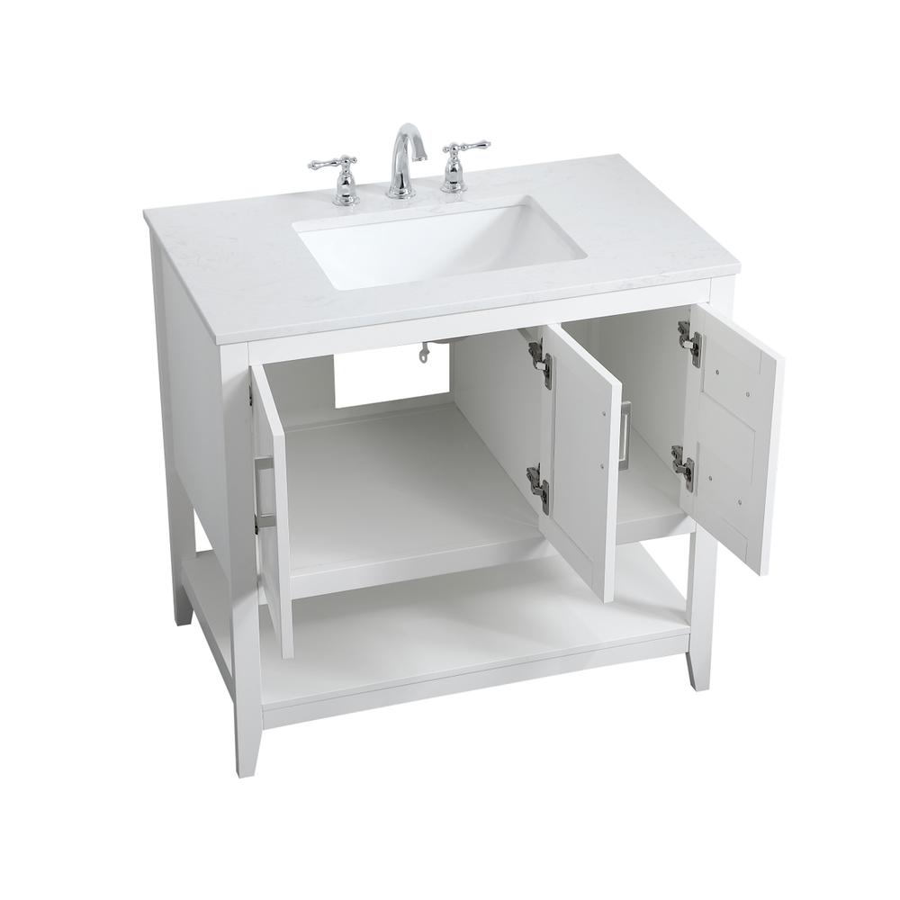 36 inch Single Bathroom Vanity in White. Picture 9