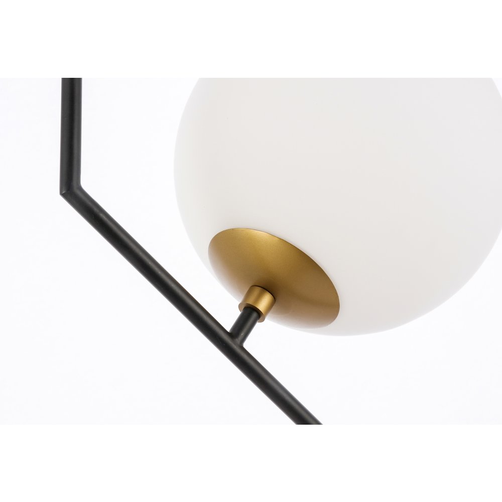 Ryland 1 Light Black And Brass And Frosted White Glass Pendant. Picture 13