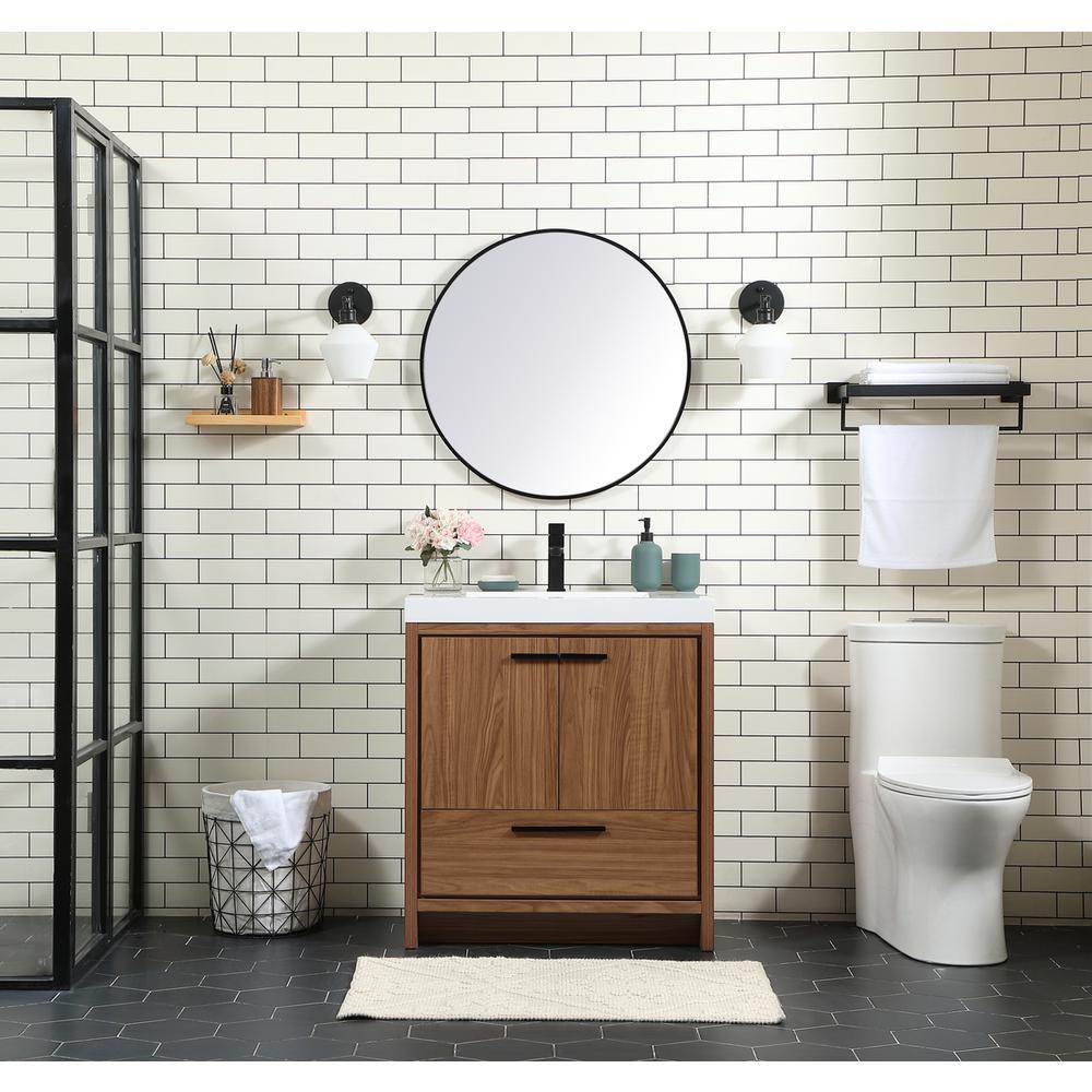 30 inch Single bathroom vanity in walnut brown. Picture 4