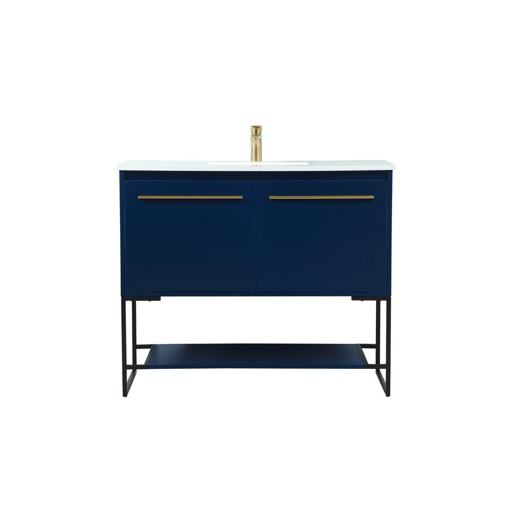 40 inch Single bathroom vanity in blue. Picture 1