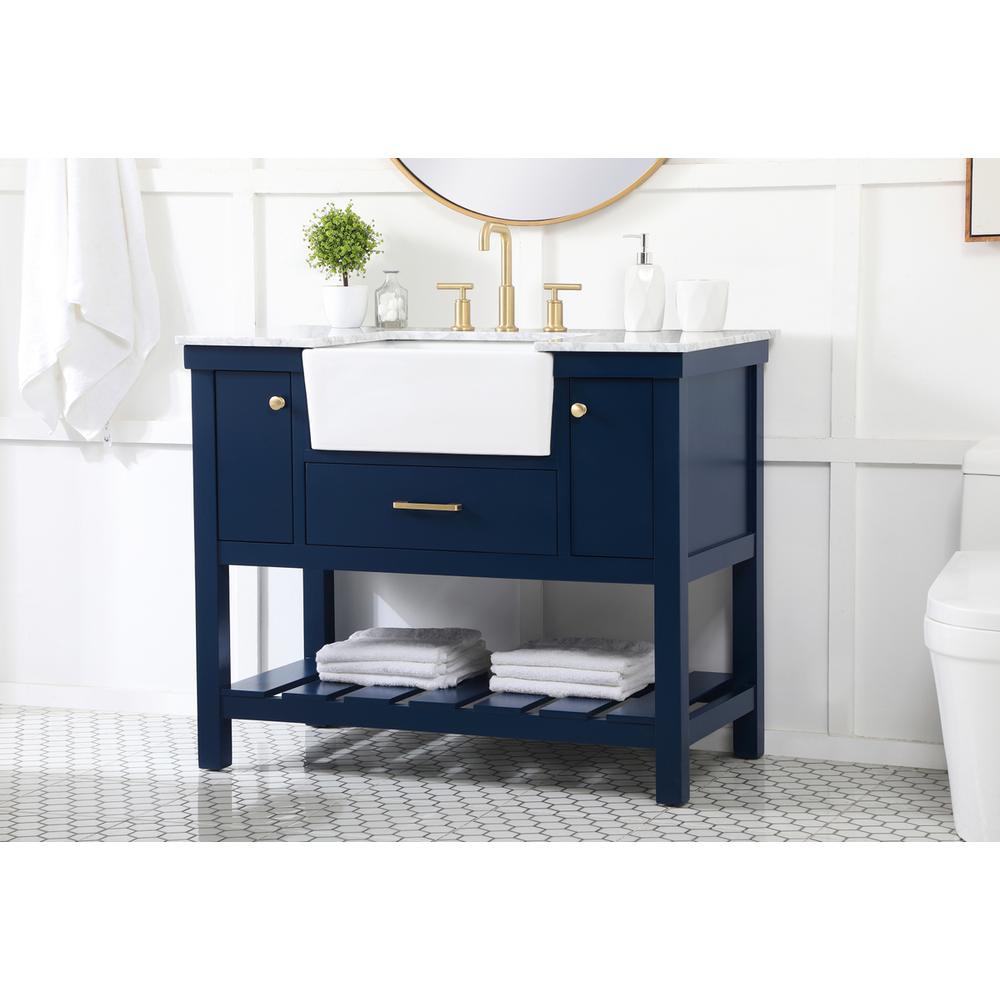 42 inch Single bathroom vanity in blue. Picture 2