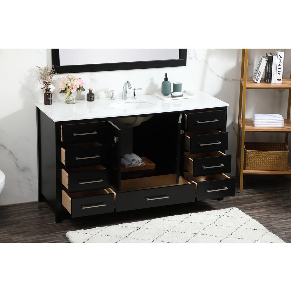 60 inch Single bathroom vanity in black. Picture 3