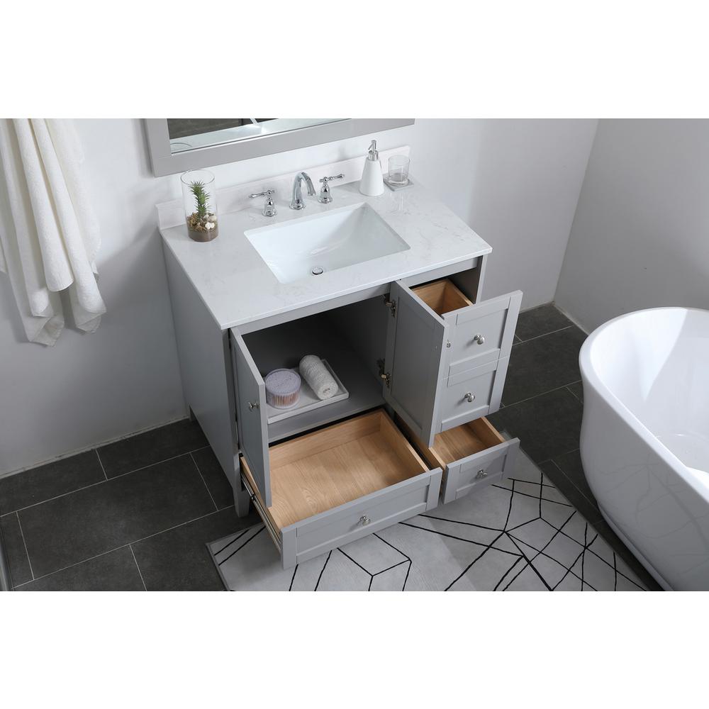 36 inch Single Bathroom Vanity in Grey with Backsplash. Picture 3