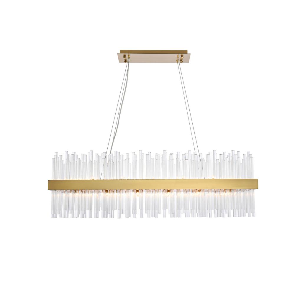 Dallas 42 inch rectangle crystal pendant in satin gold. Picture 1