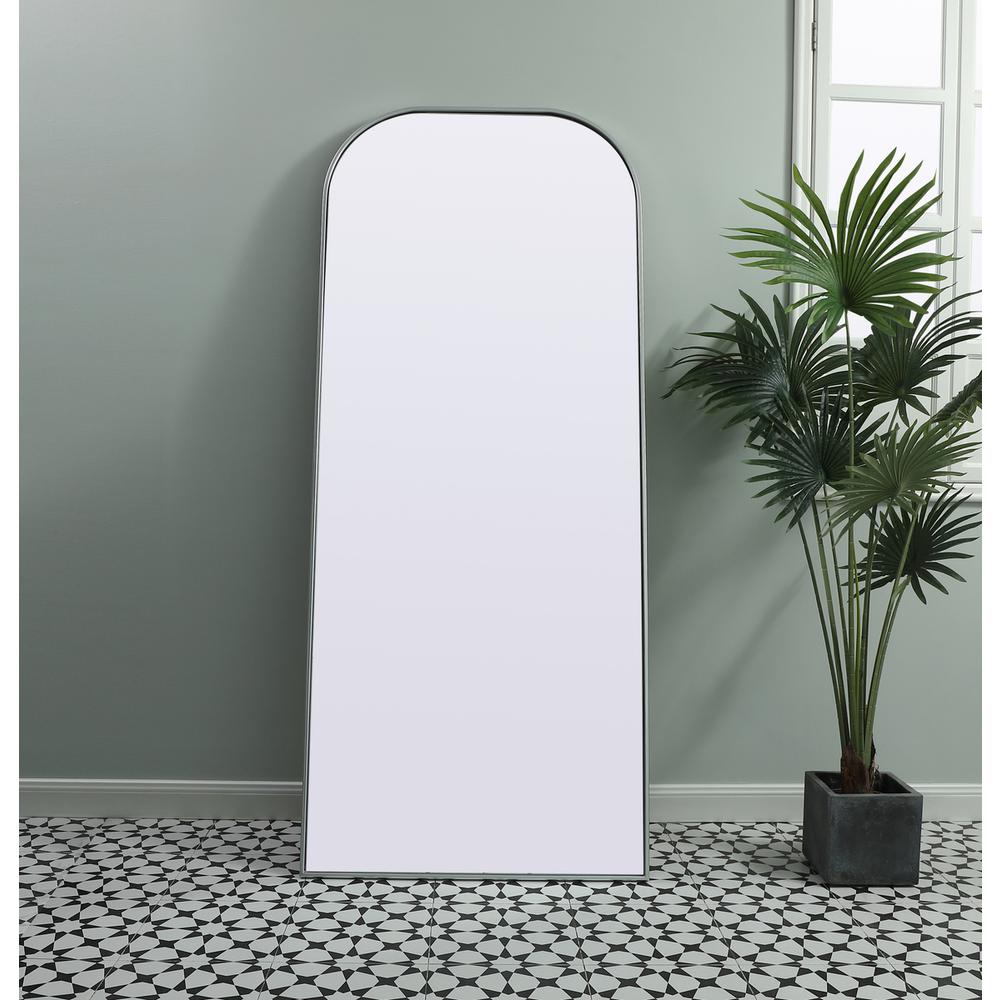 Metal Frame Arch Full Length Mirror 32x76 Inch in Silver. Picture 11