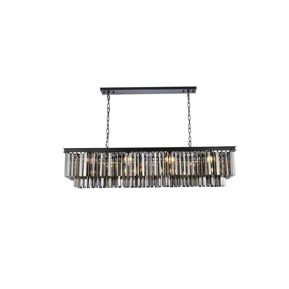 Sydney 12 light Matte Black Chandelier Silver Shade (Grey) Royal Cut Crystal. Picture 1