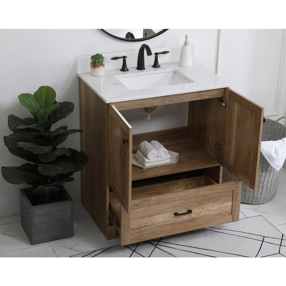 30 inch Single Bathroom Vanity in Natural oak with Backsplash. Picture 3