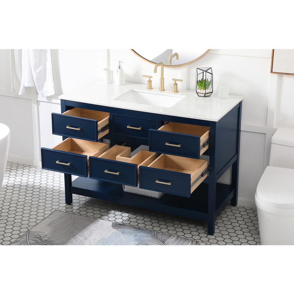 48 inch Single bathroom vanity in blue. Picture 3
