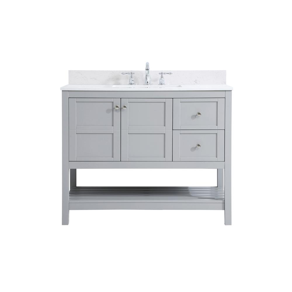 42 inch Single Bathroom Vanity in Gray with Backsplash. Picture 1