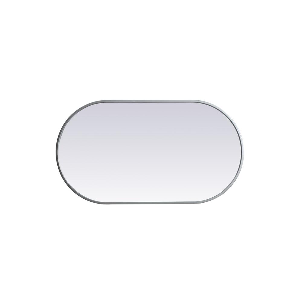 Metal Frame Oval Mirror 20x36 Inch in Silver. Picture 8